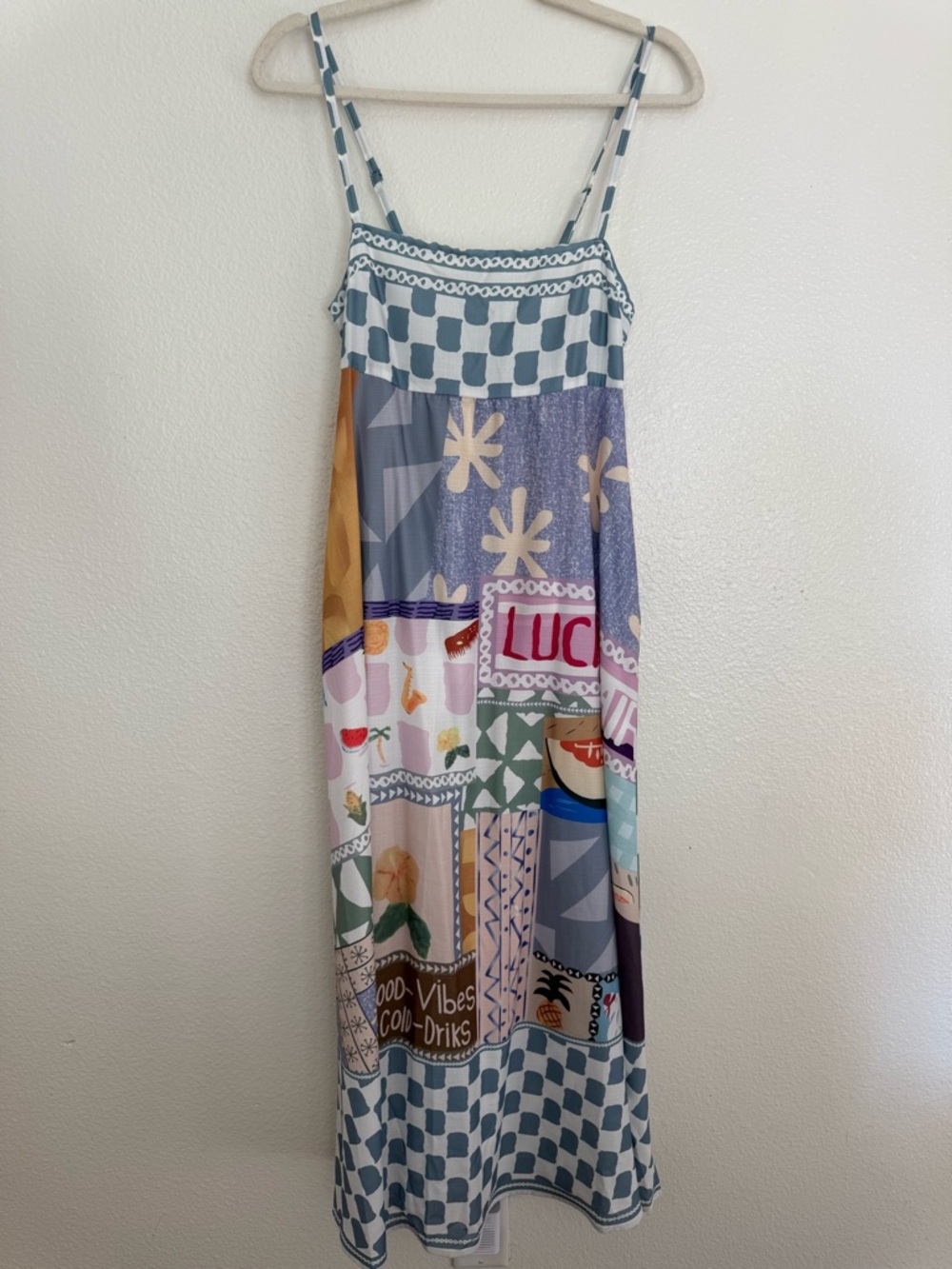 Amazon Multicolor Patchwork Maxi Dress - Blue, Purple, Pink, Yellow